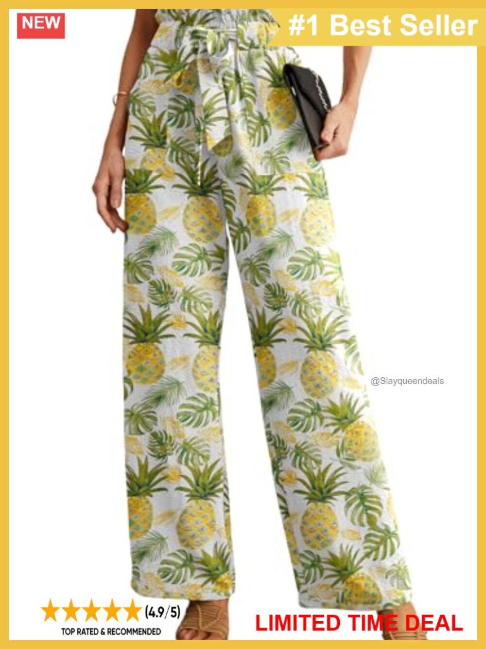 High Waist Wide Leg Palazzo Pants Adjustable Knot Ankle Trousers Pockets